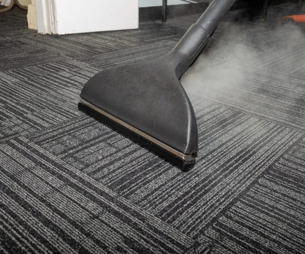 Steam carpet cleaning. Professional Carpet war, water extraction